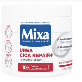 Regenerační tělový krém pro velmi suchou pokožku Mixa Urea Cica Repair+, 250 Kč Regenerační tělový krém pro velmi suchou pokožku Mixa Urea Cica Repair+, 250 Kč