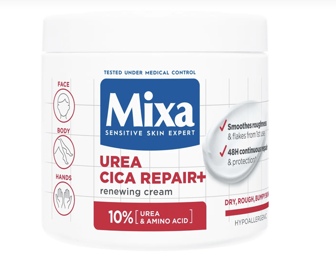 Regenerační tělový krém pro velmi suchou pokožku Mixa Urea Cica Repair+, 250 Kč Regenerační tělový krém pro velmi suchou pokožku Mixa Urea Cica Repair+, 250 Kč
