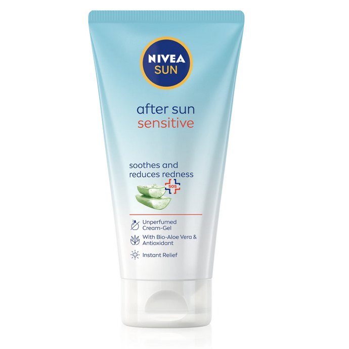 Zklidňující gelový krém Nivea Sun SOS přinese pokožce díky výtažkům z bio aloe vera a antioxidantům okamžitou úlevu, zmírní podráždění a zredukuje začervenání. 252 Kč