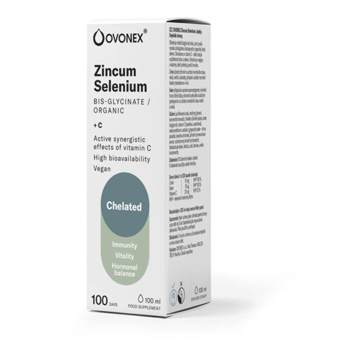 Tekutá silná kombinace chelátového zinku, organického selenu a vitamínu C v kapkách. Pomáhá pečovat o imunitu, štítnou žlázu a udržet vlasy, nehty i pokožku v perfektní kondici. 399 Kč