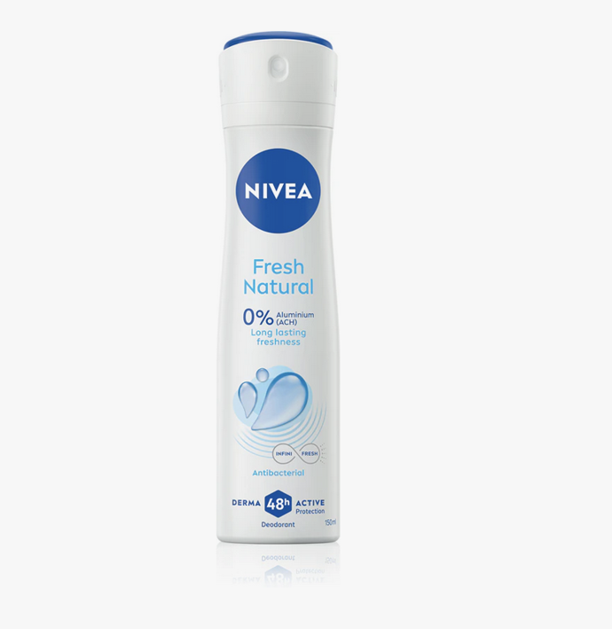 Deodorant ve spreji Nivea Fresh Natural. Šetrné složení bez hliníkových solí, zato s mořskými minerály bude účinně eliminovat pach potu a místo něho vás zahalí do jemné, příjemně svěží vůně. 118 Kč