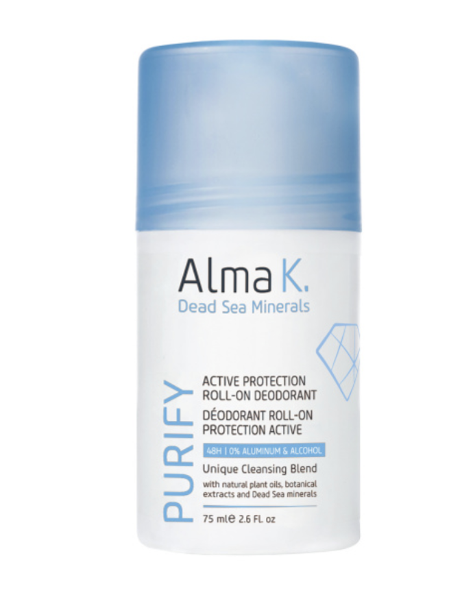 Složení Active Protection Roll-On Deodorantu Alma K. je nelepivé, odstraňuje zápach a zároveň jemně vyživuje a chrání pokožku podpaží. Dodá pokožce až 48hodinovou ochranu.