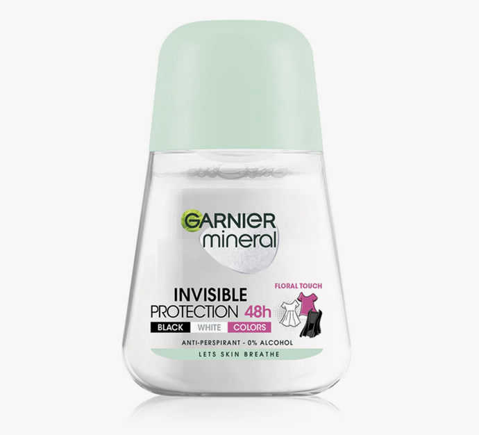 Antiperspirant roll-on Garnier Mineral Invisible má díky minerálu vulkanického původu silně absorpční účinky, a zcela tak vysuší nepříjemnou vlhkost potu. 119 Kč