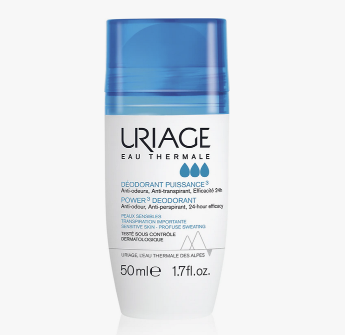 Deodorant Uriage Hygiène Power3 Deodorant bojuje proti pocení a zápachu až po dobu 24 hodin a nezanechává nevzhledné bílé či žluté stopy na oblečení. 282 Kč