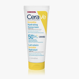 CeraVe Invisible Hydrating Sunscreen SPF 50+. Nejen že poskytuje vysokou ochranu před UV zářením, zároveň dodává pokožce až 24hodinovou hydrataci. Rychle se vstřebává, nezanechává bílé stopy a díky lehké, nemastné textuře je ideální pro každodenní použití. Navíc respektuje i potřeby citlivé pleti. 590 Kč CeraVe Invisible Hydrating Sunscreen SPF 50+. Nejen že poskytuje vysokou ochranu před UV zářením, zároveň dodává pokožce až 24hodinovou hydrataci. Rychle se vstřebává, nezanechává bílé stopy a díky lehké, nemastné textuře je ideální pro každodenní použití. Navíc respektuje i potřeby citlivé pleti. 590 Kč