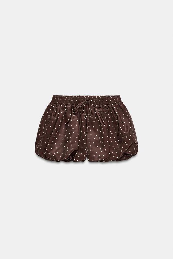 Puntíkovaná kalhotová sukně s balonovým střihem, Zara, 799 Kč