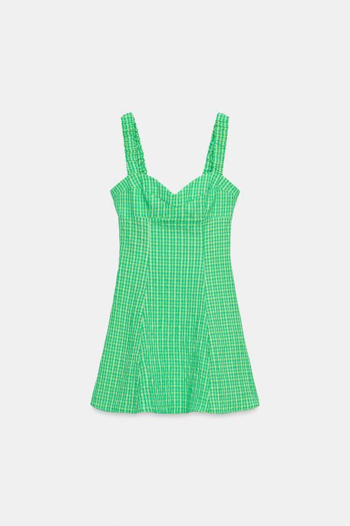 Krátké šaty s kostkou vichy, Zara, původně 849 Kč, online 551 Kč