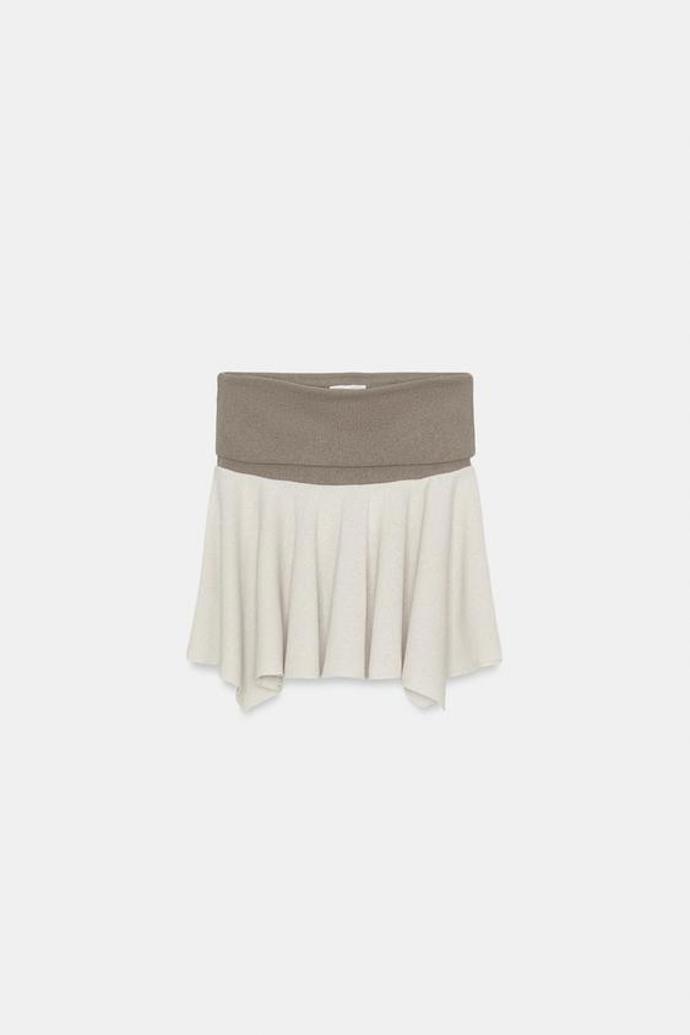 Rustikální mini sukně s kontrastním lemem, Zara, 449 Kč