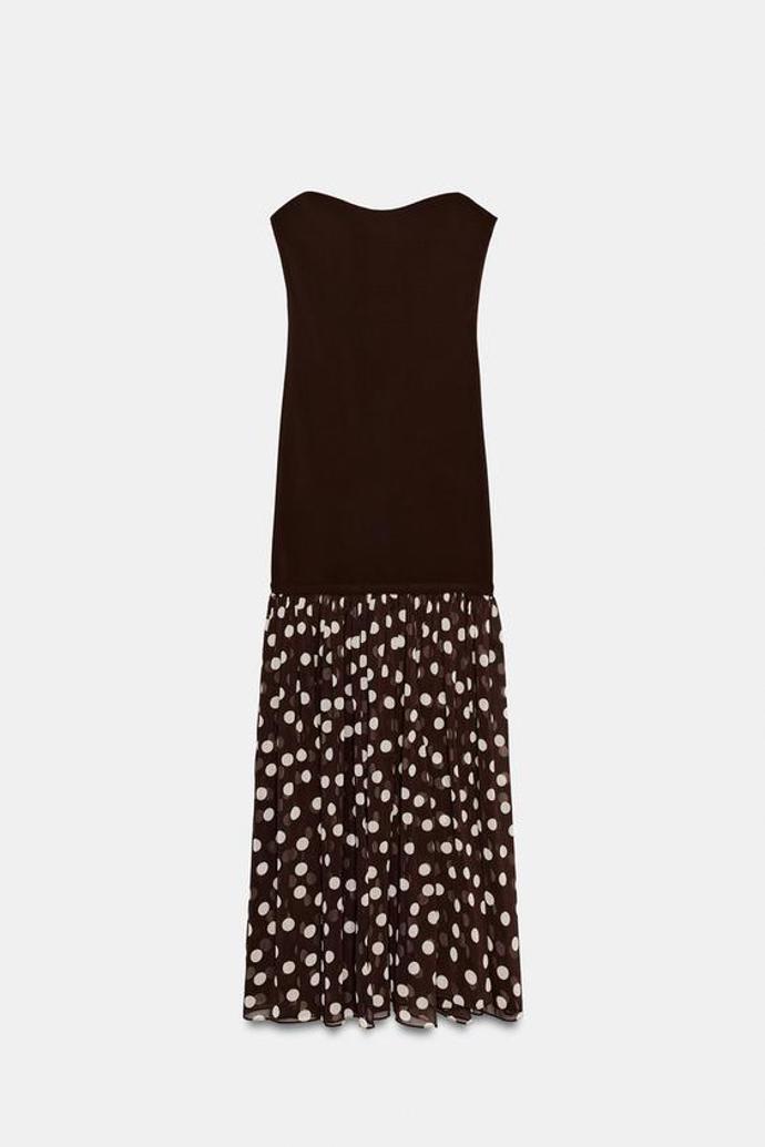 Šaty s ladícím detailem a puntíky, Zara, 999 Kč