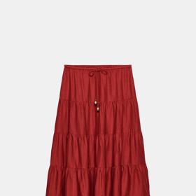 Sukně s nabíráním ze lněné směsi, Zara, 849 Kč