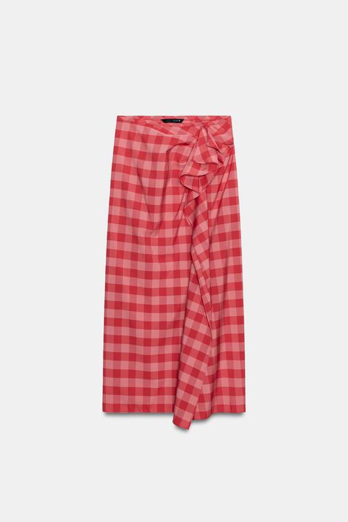 Midi sukně s volány a nabíráním, Zara, 849 Kč
