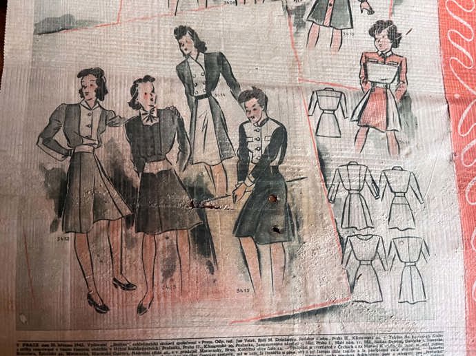 Elegantní móda z roku 1940 podle zachovalých stránek ženského časopisu