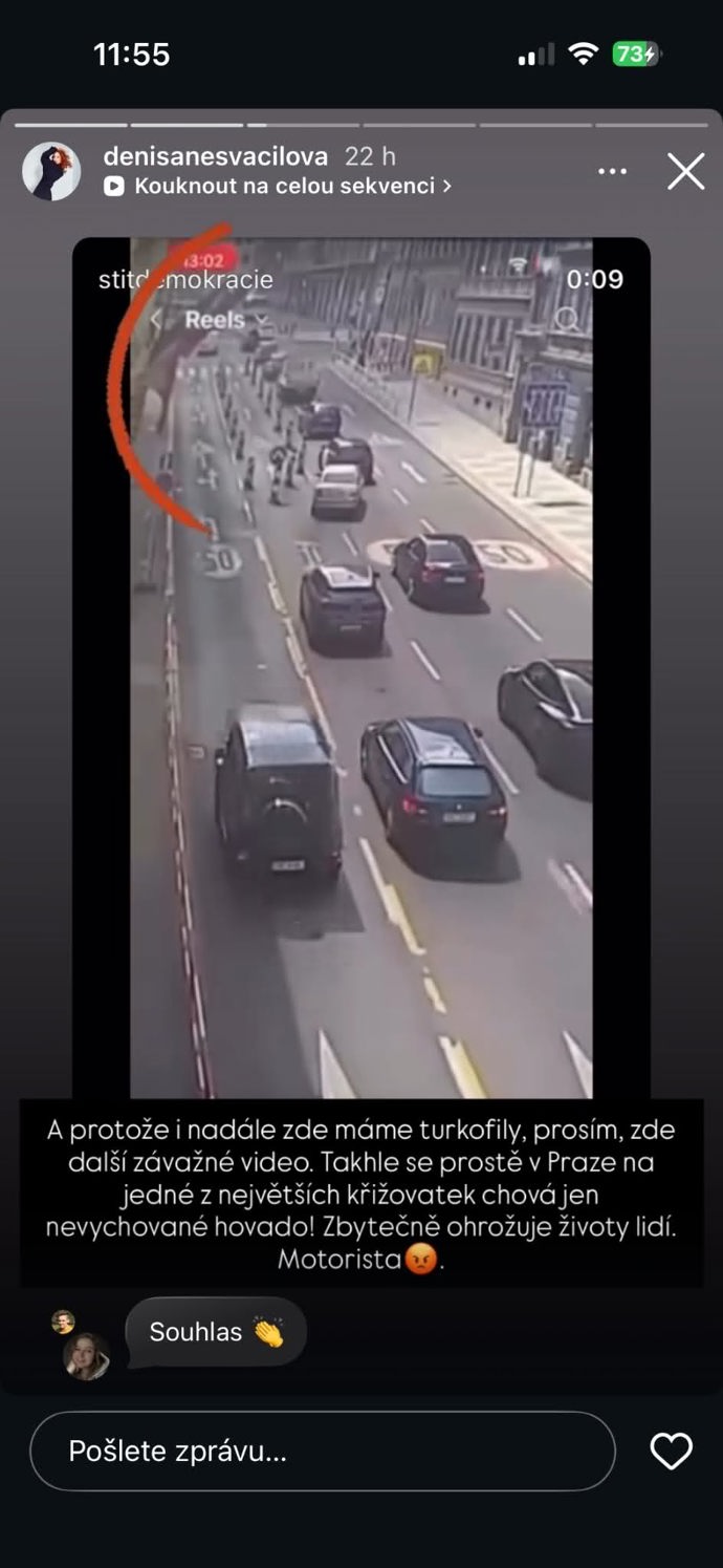 Denisa Nesvačilová a její reakce na jízdu Filipa Turka. 