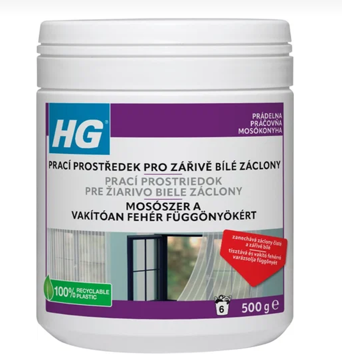 HG prací prostředek pro zářivě bílé záclony 500 g, alza.cz, 159 Kč