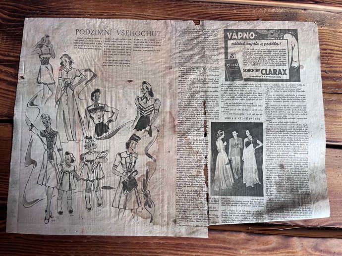 Móda z roku 1940 podle zachovalých stránek ženských časopisů.