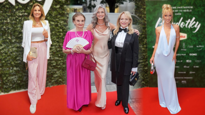 Módní policie z premiéry Bardotek: Eva Holubová se zahalila do růžové, Pavlína Pořízková zářila jako její nový snubák