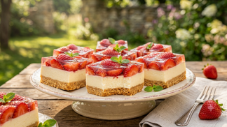 Jahodové cheesecake řezy