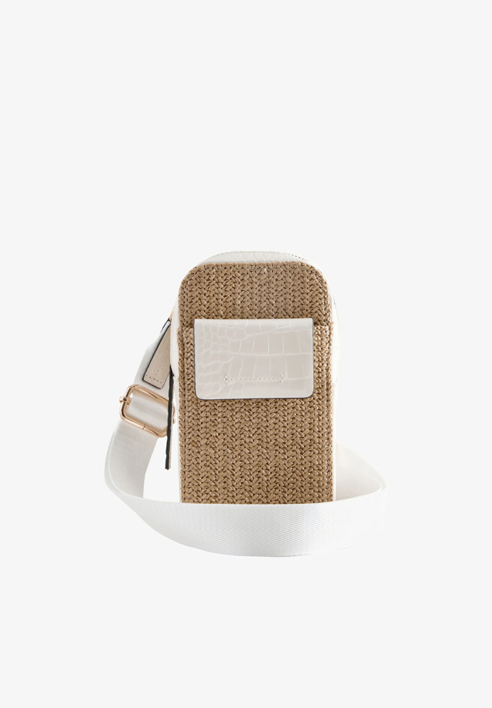 Mini crossbody kabelka na mobil s proutěným efektem, Next, 860 Kč
