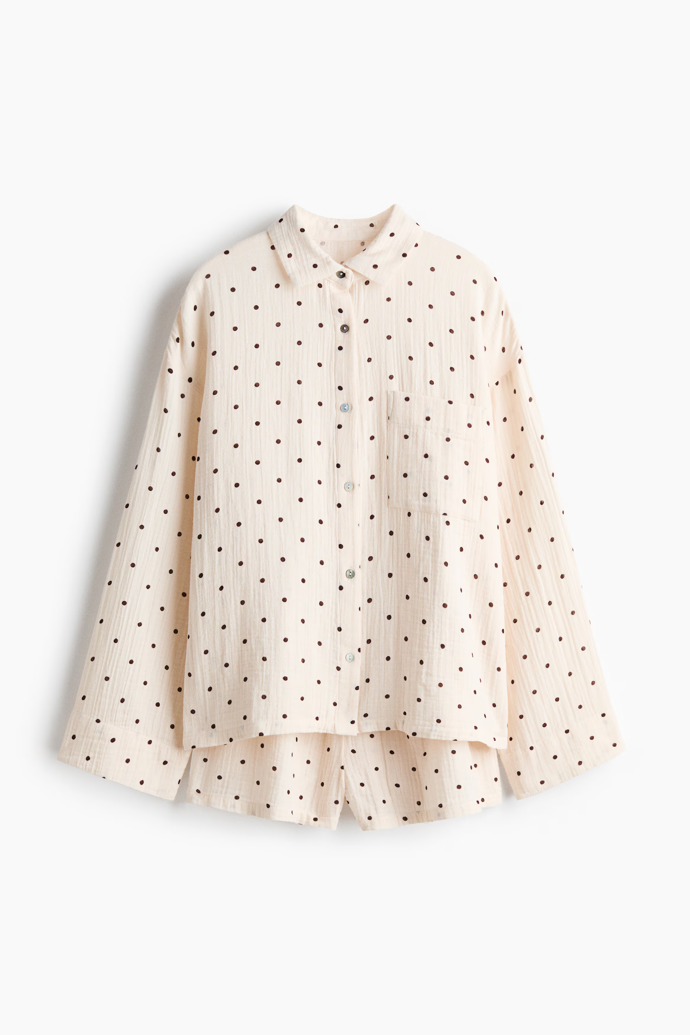 Souprava pyžamové košile a šortek s puntíky, H&M, 879 Kč