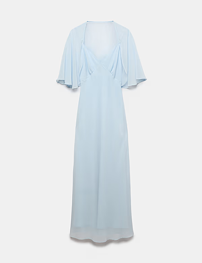 Dlouhé šaty s výstřihem do V a pelerínou, Marks&Spencer, 2399 Kč