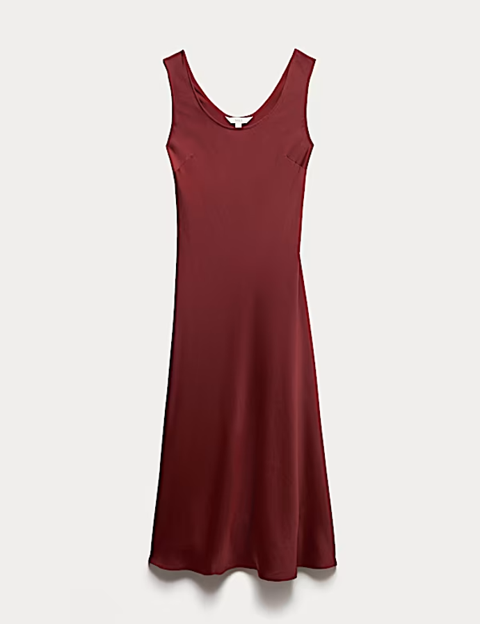 Saténové midi pouzdrové šaty, Marks&Spencer, 1099 Kč