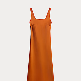 Saténové maxi natahovací šaty s oválným výstřihem, Marks&Spencer, 2899 Kč