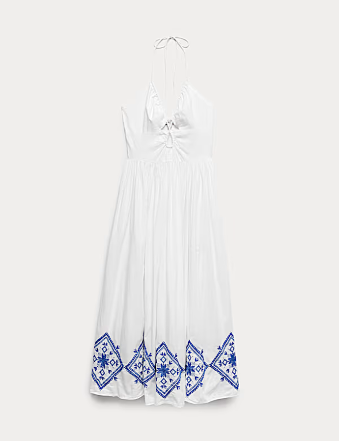 Vyšívané plážové midaxi šaty s průstřihem, Marks&Spencer, 1099 Kč 