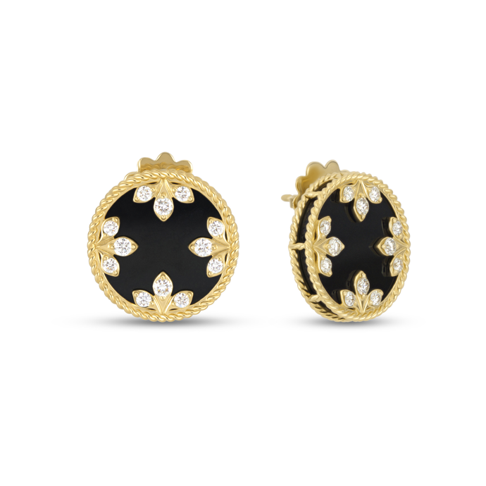 Náušnice z 18kt žlutého zlata s diamanty a black jade, Roberto Coin, 183 600 Kč