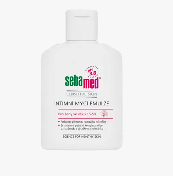 Intiní mycí emulze Sebamed, 54.90 Kč, prodává Rossmann Intiní mycí emulze Sebamed, 54.90 Kč, prodává Rossmann
