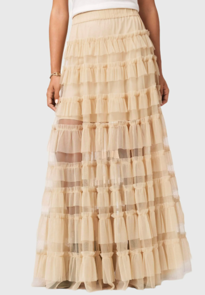 Maxi sukně s volány, All Saints, 4478 Kč, prodává Zalando