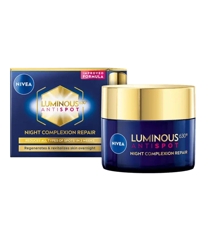 Noční krém proti pigmentovým skvrnám s thiamidolem Luminous630, Nivea,  299 Kč (50 ml), prodává teta drogerie
