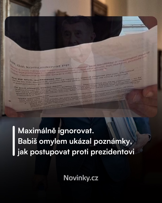 Andrej Babiš nechtěně ukázal poznámky.