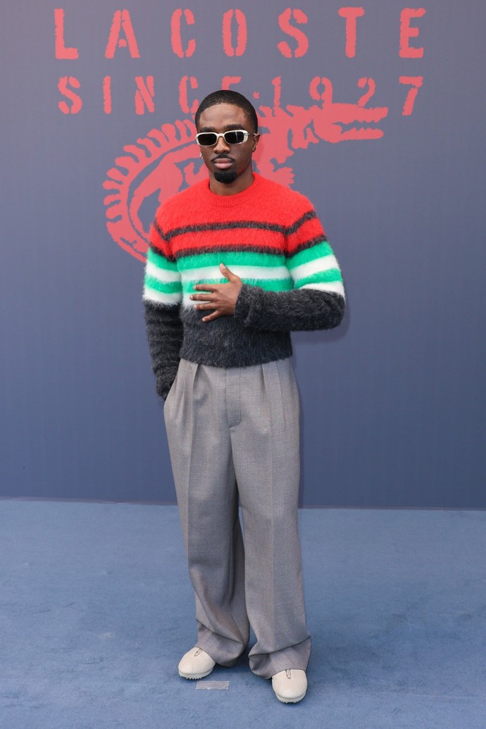 Caleb McLaughlin na přehlídce Lacoste v roce 2026.