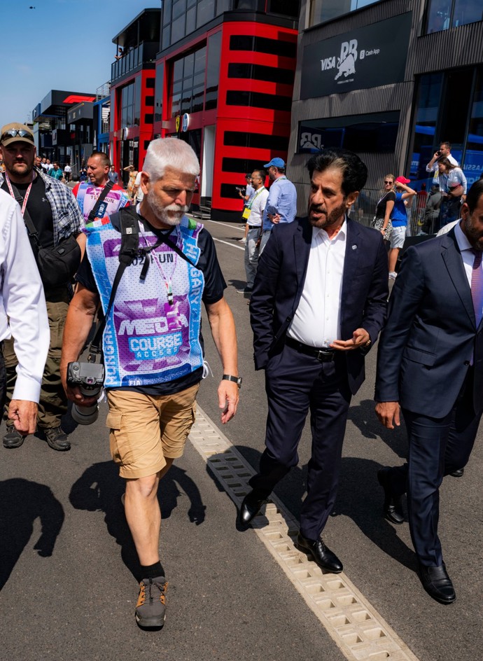 Prezident Petr Pavel s prezidentem FIA Mohammed Ben Sulayem na Velké ceně Maďarska Formule 1