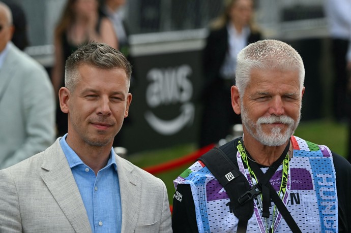 Prezident Petr Pavel s maďarským premiérem Péterem Magyar
