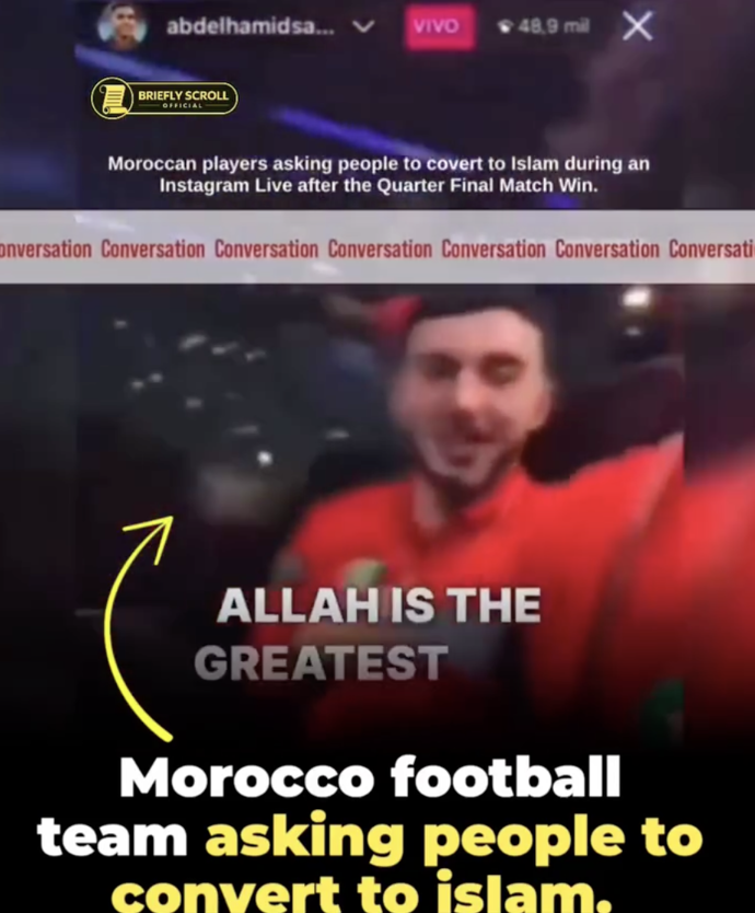 Maročtí hráči na živém vysílání opěvovali Alláha.
