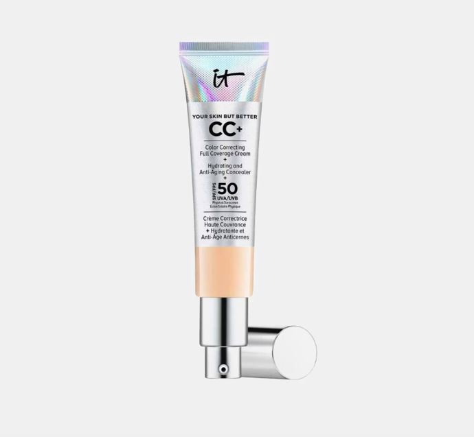 Krycí a pečující make-up s SPF 50 CC+, IT Cosmetics, 1 199 Kč (32 ml), prodává Douglas Krycí a pečující make-up s SPF 50 CC+, IT Cosmetics, 1 199 Kč (32 ml), prodává Douglas