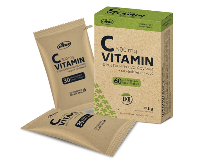 Vitamin C 500 mg rakytník EKO je doplněk stravy ve formě kapslí obsahující granulky s vitamínem C. Ty zajišťují postupné uvolňování vitaminu C do organismu. Přípravek je doplněn rakytníkem řešetlákovým. 189 Kč