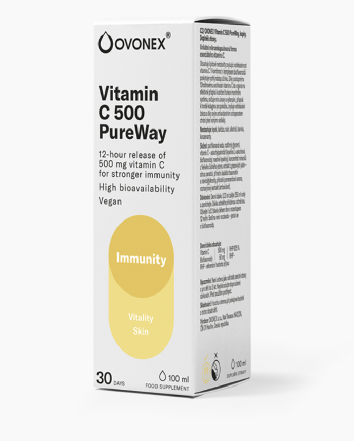 Tekutý vitamin C ve špičkové formě PureWay C® zajistí rychlý nástup účinku, postupné 12hodinové uvolňování a až 2× vyšší vstřebatelnost než běžná „céčka“. V kombinaci s bioflavonoidy poskytuje silnou podporu imunity, přispívá k tvorbě kolagenu a zdraví pokožky, zubů, kloubů i kostí. Působí jako antioxidant, pomáhá tělu vstřebávat železo a snižuje únavu i vyčerpání. 269 Kč