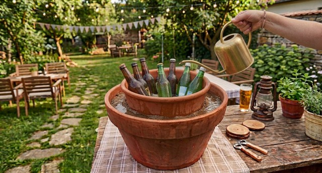 Chlaďte drinky po africku: Vyrobte si pouštní ledničku pomocí dvou květináčů. Zajistí vám osvěžující nápoje po celou párty 