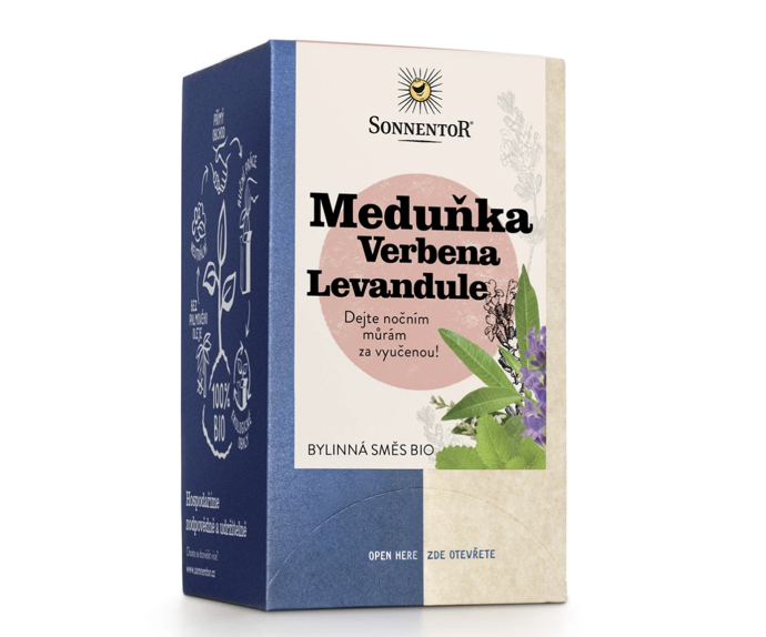 Čaj meduňka–verbena–levandule, 90 Kč