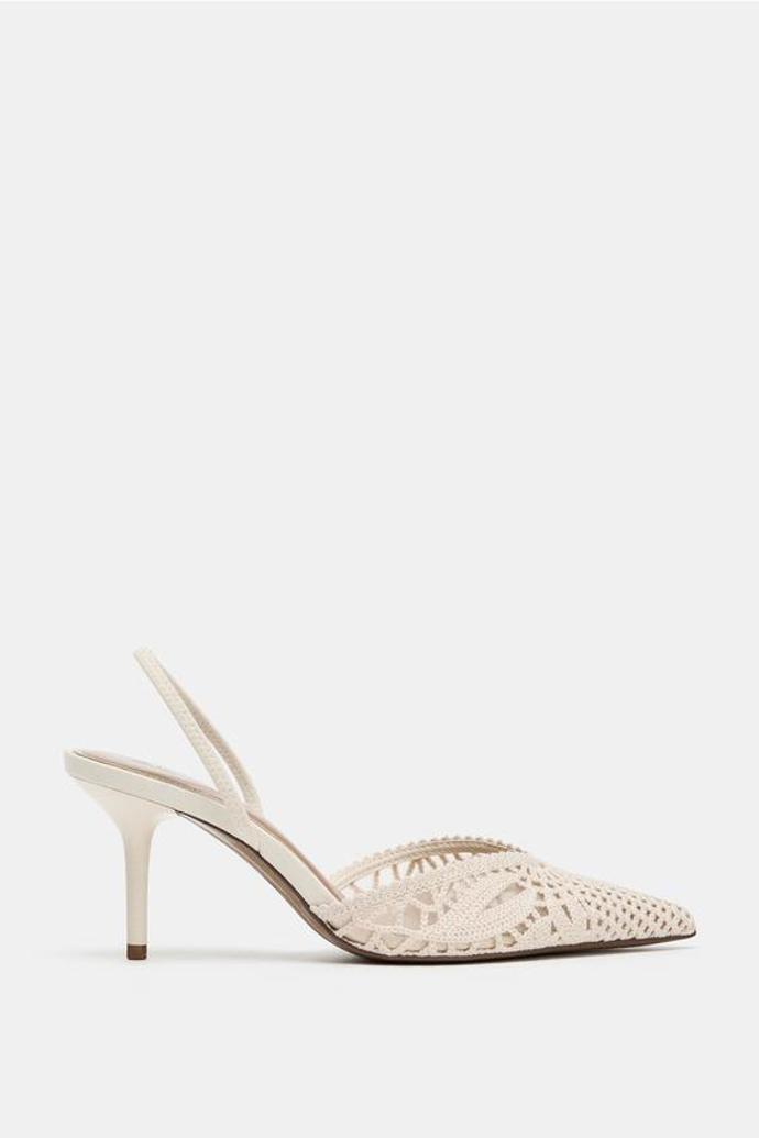 Slingback lodičky s háčkovanou látkou, Zara, 1299 Kč