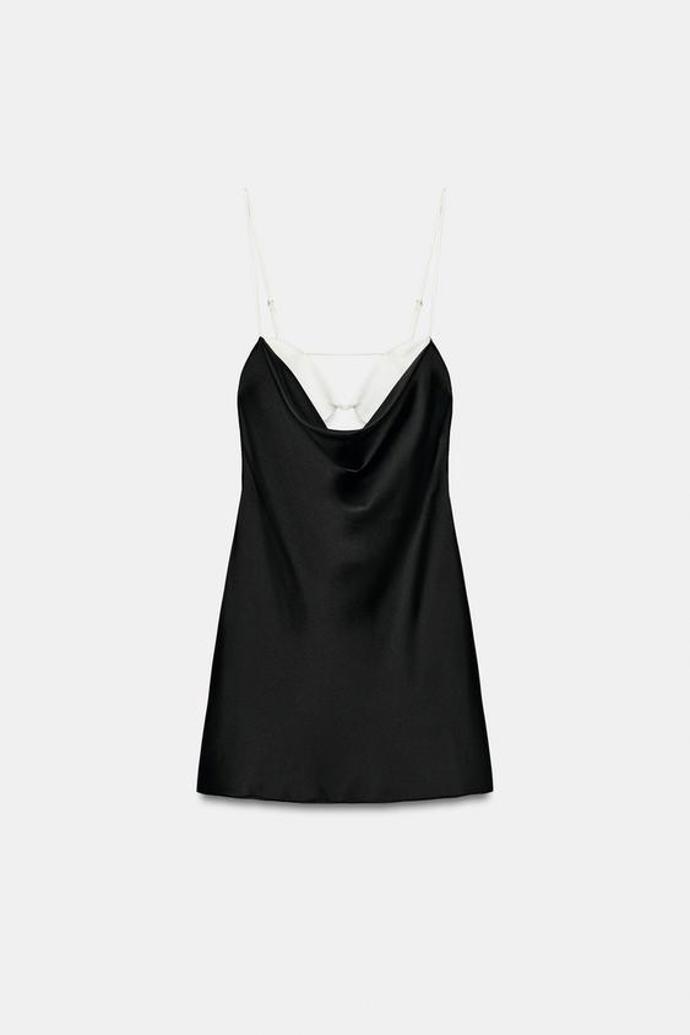 Kombinované saténové mini šaty, Zara, 849 Kč