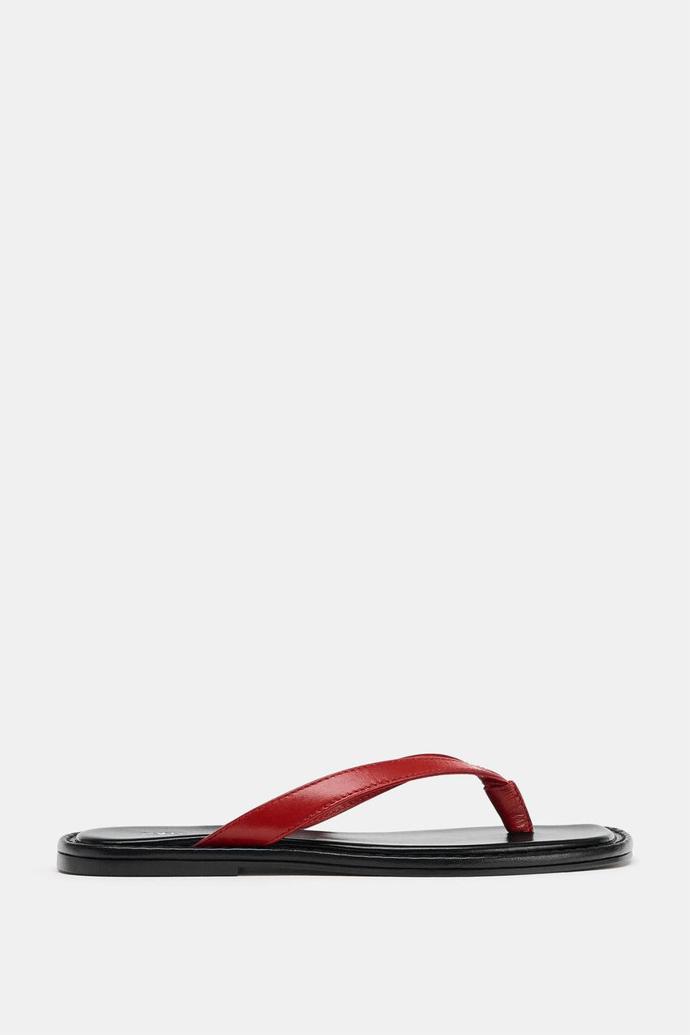 Kožené žabky s kontrastními detaily, Zara, 849 Kč