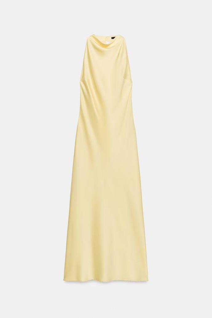 Midi halter šaty s odhalenými zády a řasením, Zara, 1199 Kč