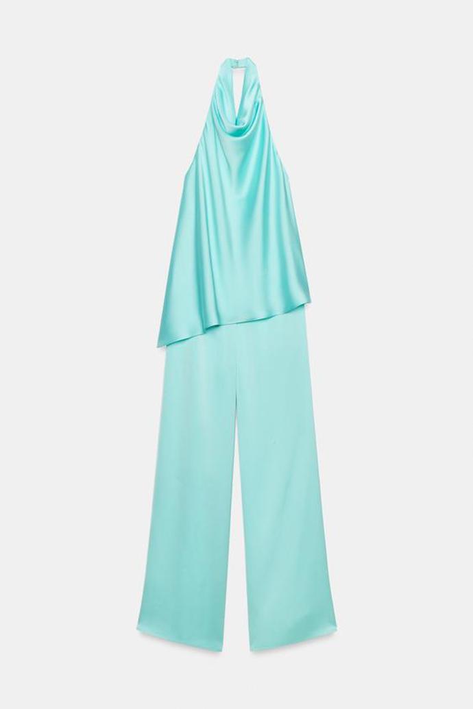 Saténový overal s halter výstřihem, Zara, 1299 Kč