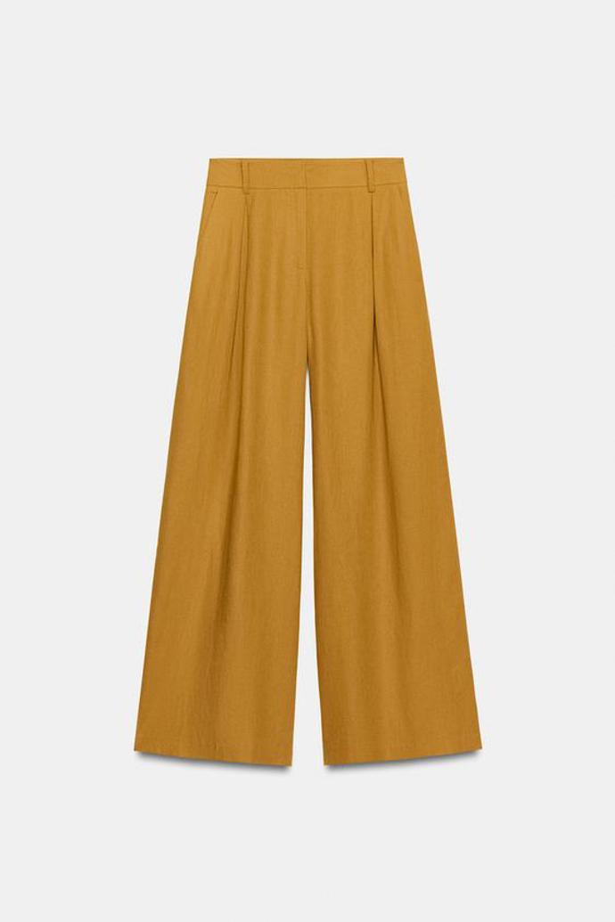 Široké kalhoty ze lněné směsi, Zara, 699 Kč