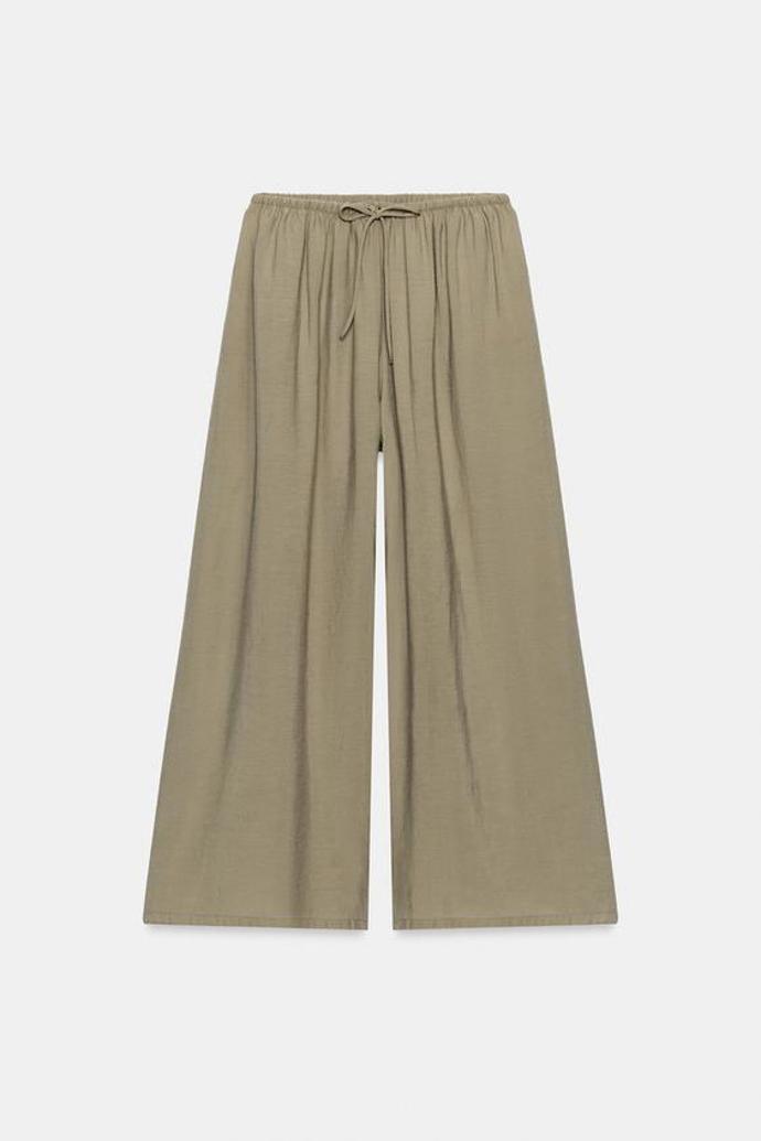 Splývavé kalhoty palazzo se šňůrkou, Zara, 699 Kč