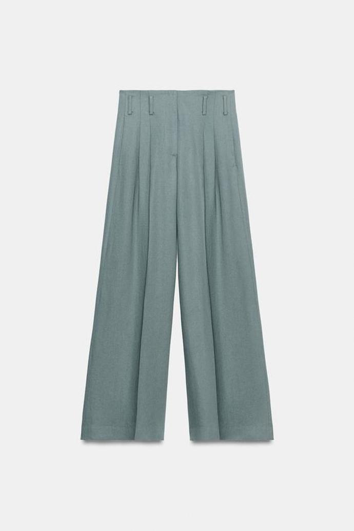 Lněné kalhoty se záševky, Zara, 1999 Kč