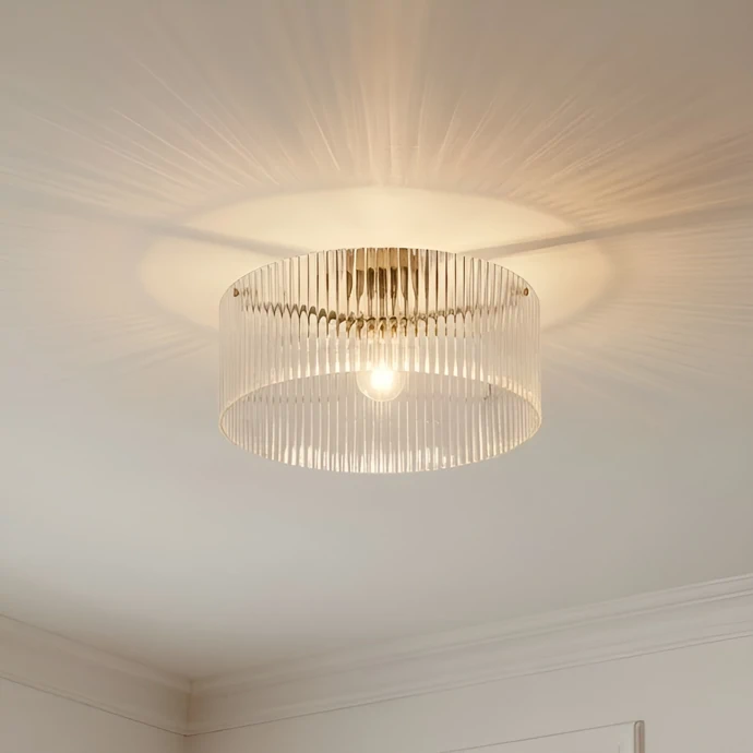 Stropní světlo Lucande Meritt, mosaz/čiré, Ø 40 cm, sklo, 2 949 Kč, lumories.cz